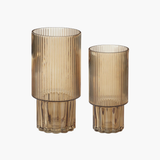Beige Pressed Glass Vase