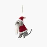 Gray Dog in Santa Outfit