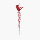 Glass Icicle Ornament w/Cardinal