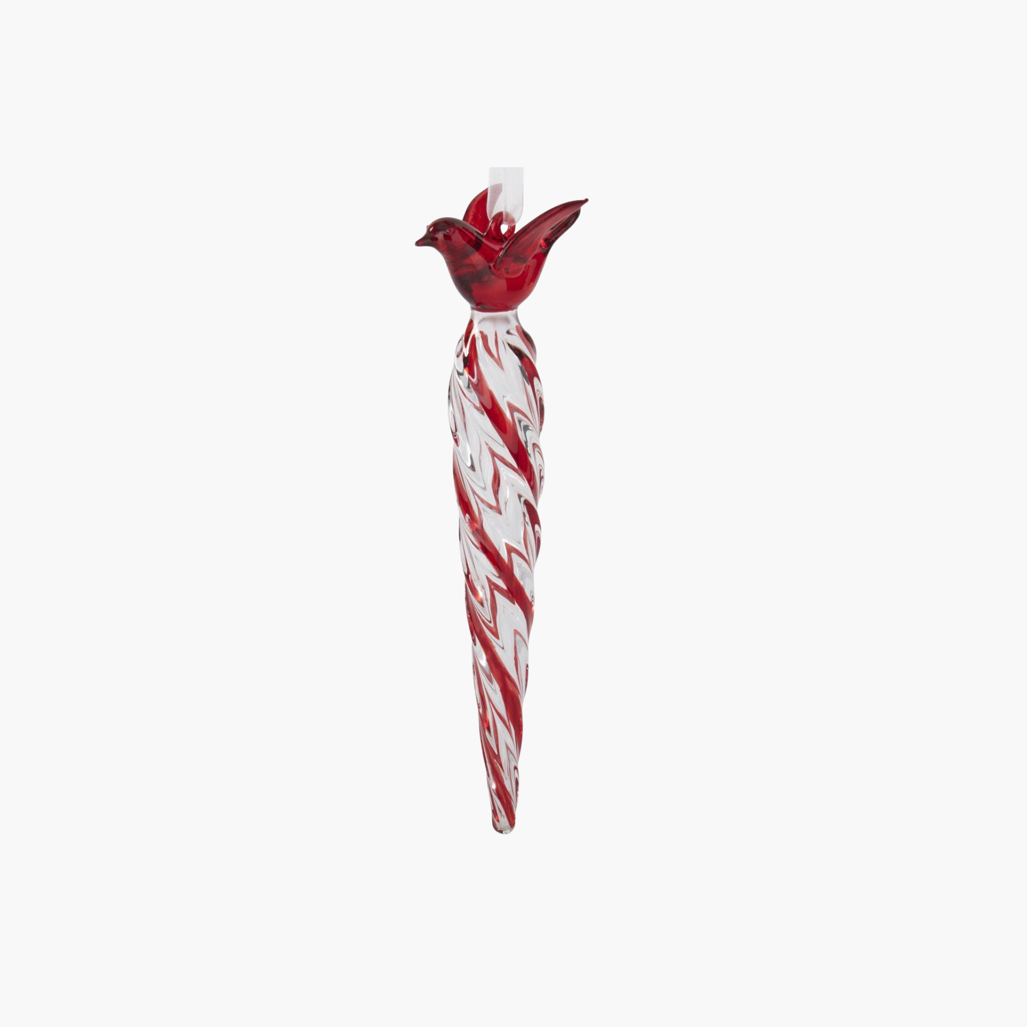 Glass Icicle Ornament w/Cardinal