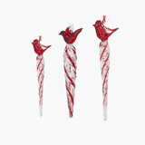 Glass Icicle Ornament w/Cardinal