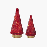 Red Embossed Glass LED Trees