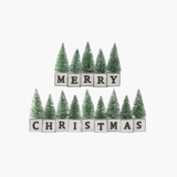 Merry Christmas Blocks w Bottle Brush Trees