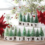 Merry Christmas Blocks w Bottle Brush Trees