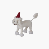 White Poodle w Santa Hat