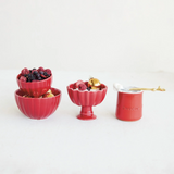 Red Footed Scalloped Bowl