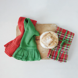 Green Waffle Ruffled Towel