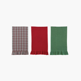 Dk Red Waffle Towel with Ruffle