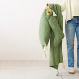 Green Stonewashed Woven Slub Throw