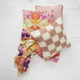 Natural + Brown Checkered Pillow