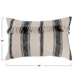 Pillow Black Cream Fringe Lumbar