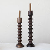 Taper Holder Carved Wood - Lg