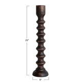 Taper Holder Carved Wood - Lg