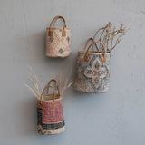 Basket Kilim w Leather Handles - Sm