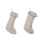 20"H Cotton Slub Stocking with Tufting and Tassels, Cream Color, 2 Styles