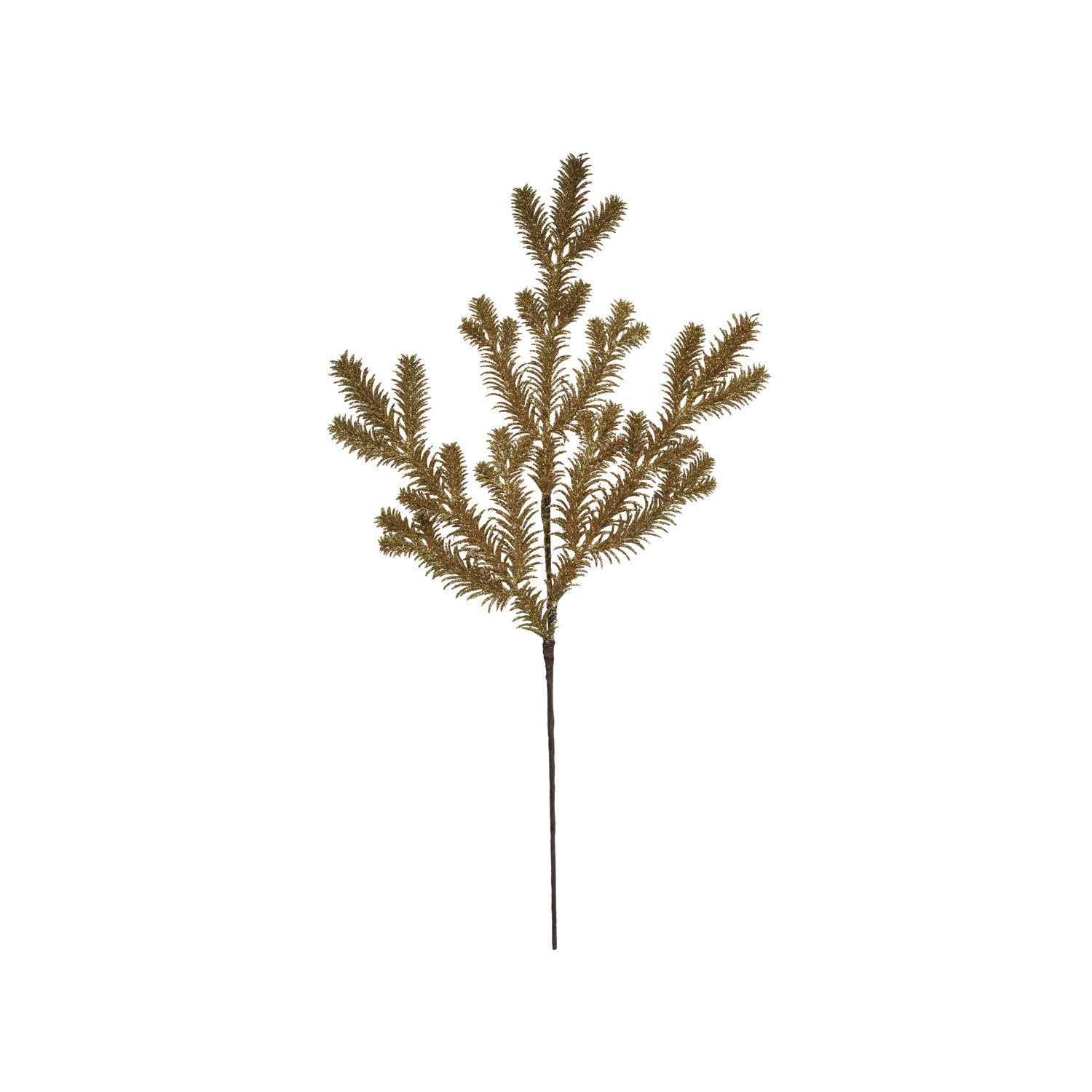 20-1/2"H Faux Pine Stem with Glitter, Gold Finish